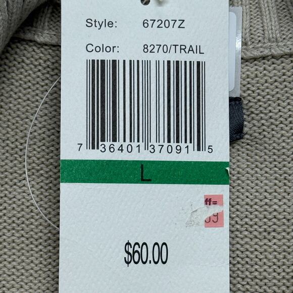 Spring + Mercer Sweater Mens Large Beige Tan 1/4 Zip Pullover Mock Neck NWT - Picture 8 of 10